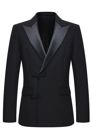 Slim Fit Peak Lapel 2 Piece Men's Black Suits